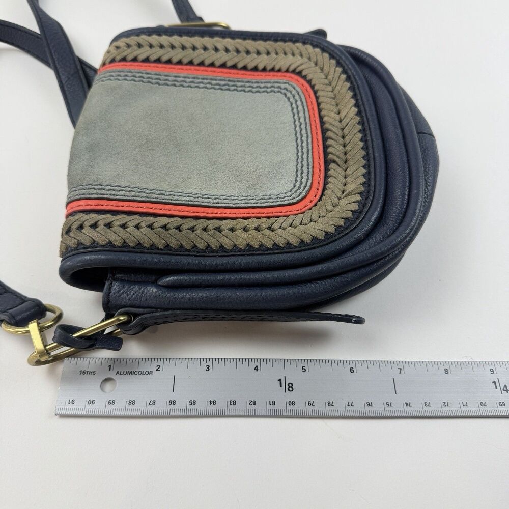 Fossil Rumi Small Crossbody Bag Suede Pebble Leather Mix Braid Trim Boho Flaw - Picture 12 of 13